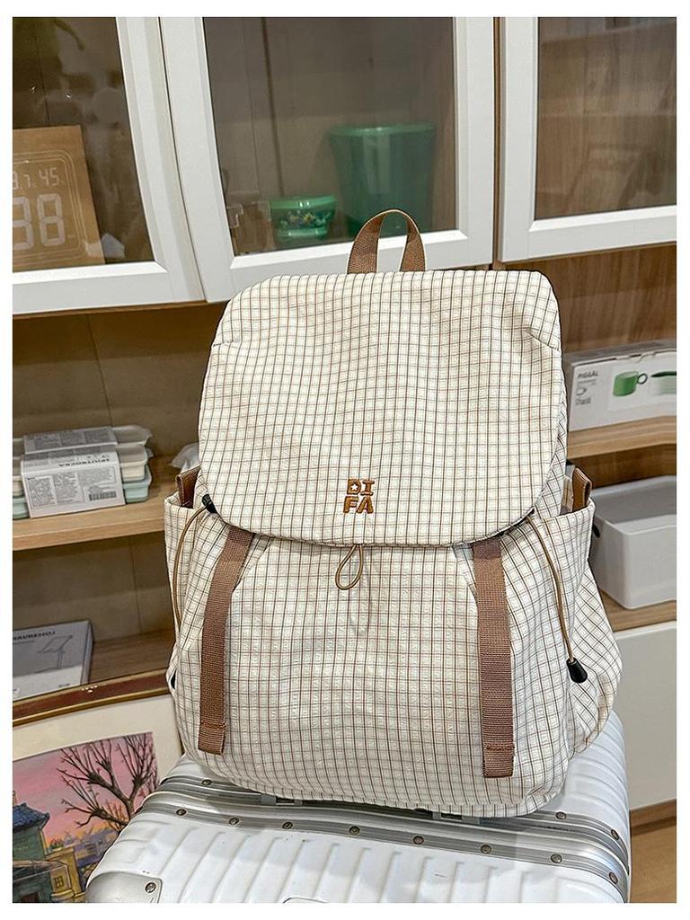 Клетчатый легкий рюкзак для студентов колледжа и старшеклассников - Большая вместимость для путешествий на открытом воздухе