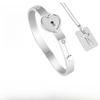 Titanium Steel Interlocking "Triumph In the Skies" Fala Chen Style Bracelet for Couples with Diamond Heart Lock