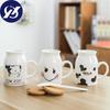 Ceramic Cldren's Cup Breakfast Milk Tea Cup Female Student Drinking Water Home Mug with Spoon with Lid