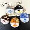 Fluffy Ornament Cartoon Curly Hair Head with Metal Keychain Keychain Plush Clasp Key Ring Accessories