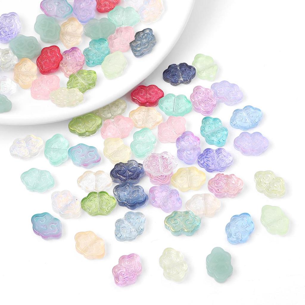 20 шт. стеклянные двухсторонние узоры со средним отверстием, бусины-облака для DIY, ожерелье, браслет, серьги, изготовление ювелирных изделий, аксессуары для рукоделия
