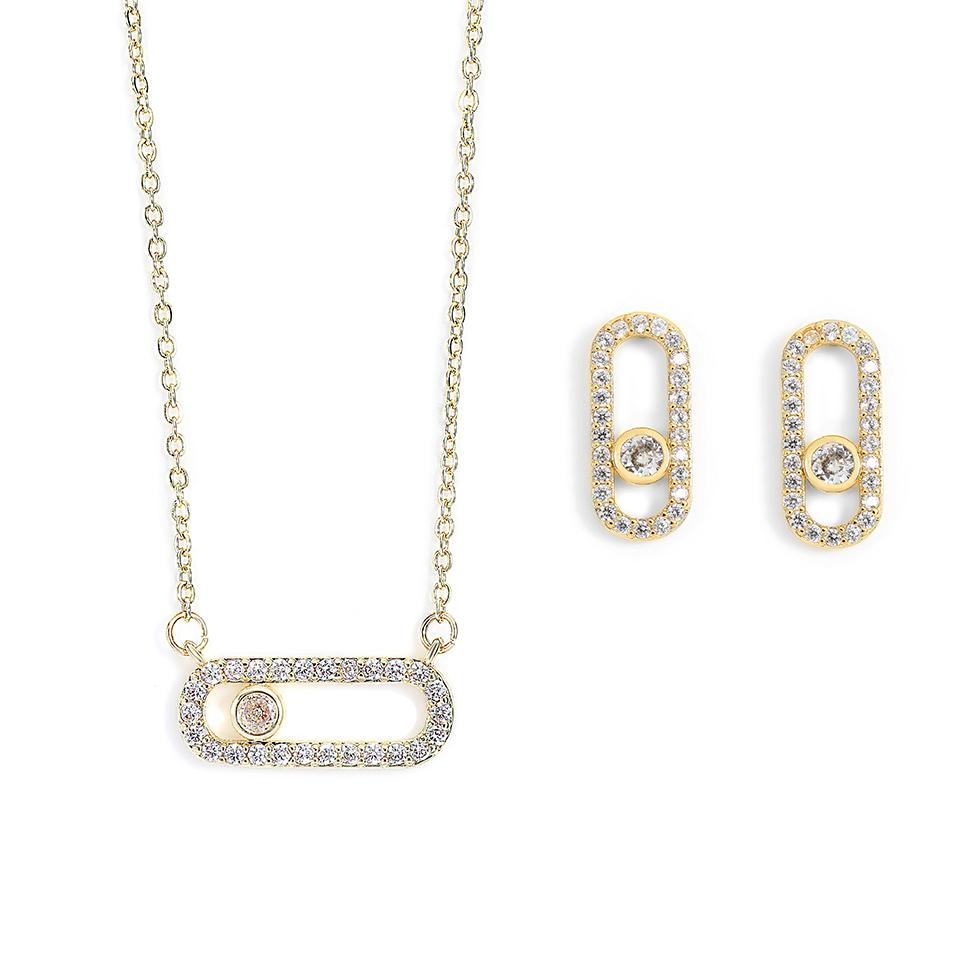 Изысканные овальные подвески с подвесками для женщин, модные серьги-скрепки с кубическим цирконием, ожерелье, ювелирные изделия, подарки для девочек на вечеринку