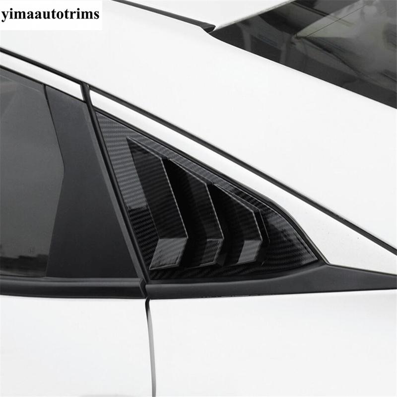Rear Side Window Louvers Shutters Sunshade Air Panel Cover Trim For Honda Civic 2016 - ABS Carbon Fiber / Black Accessories