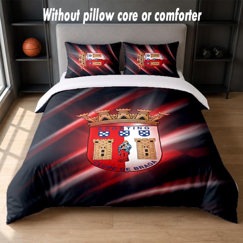 Braga FC Design Bed Bedding Set 1 Duvet Cover + 2 Pillowcases Soft Breathable Household Bed Linens