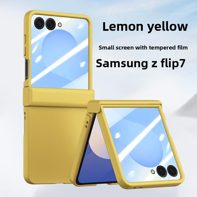 Модный Чехол Candy Color с Матовым Покрытием и Защитой Шарнира для Samsung Galaxy Z Flip 8 7 6 5 4 3, Пленка из Закаленного Стекла, Противоударная Крышка