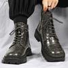Мужские новые ботинки Мартин на толстой подошве, увеличивающие рост, в стиле ретро, трендовые, с боковой молнией, повседневные кожаные ботинки, модные мужские ботинки с высоким верхом