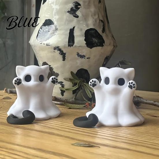 Белый Кот-Призрак Фигурка Украшение 3D Печатное Декоративное Украшение