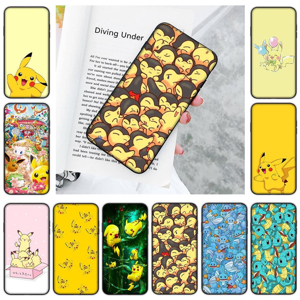 JP38 Pokemon Pikachu Black Soft Case for Xiaomi Poco X6 X4 M5 M6 F5 F6 C65 C55 C50 C51 C40 Pro Redmi 14C A3X 13C 12C 11T 10A 9C Note 7 6 8A Plus