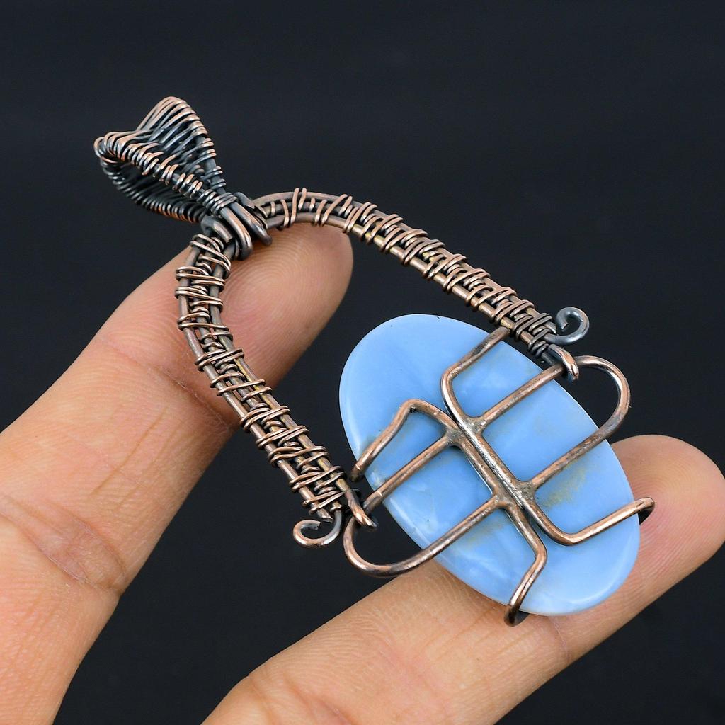 Owyhee Opal Pendant, 999 Copper Wire Wrapped Jewelry, Gemstone Pendant, Gift For Her Handmade Dainty Jewelry