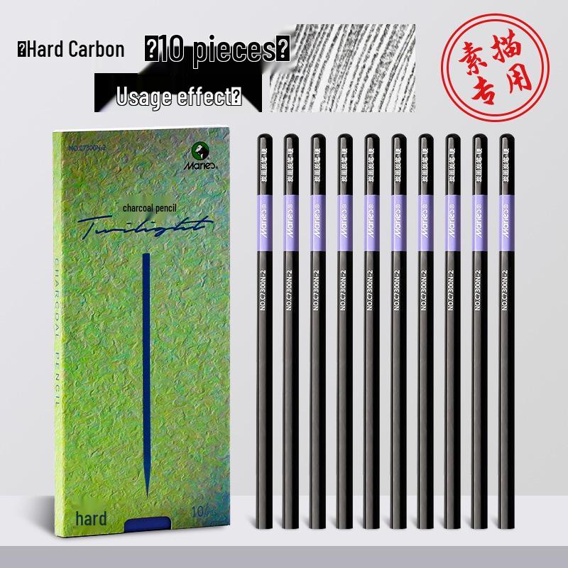 Mali Student Sketching & Drawing Pencil Set: Includes 2B, 4B, 14B soft, medium, hard, and charcoal pencils ideal for art exams.