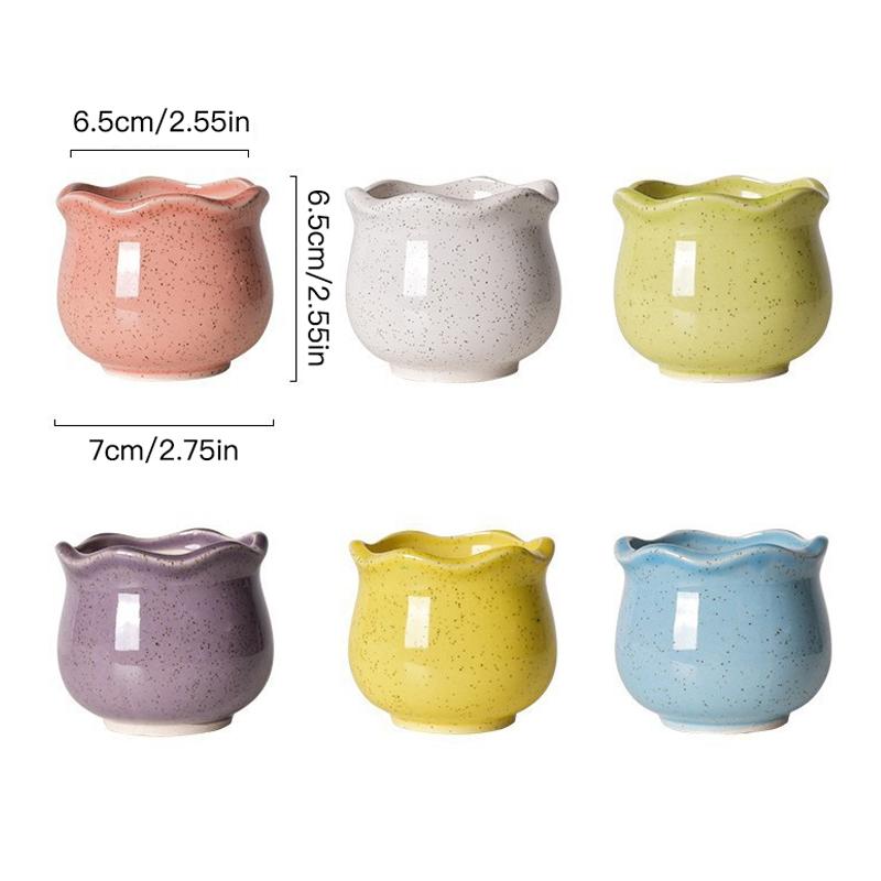 6 шт./набор цветных цветочных горшков для суккулентных растений, керамический горшок для кашпо, украшение для дома и офиса, горшок для бонсай