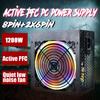 Блок питания 1200 Вт Active PFC 12 В ATX 8PIN + 2x6PIN SATA Блок питания для ПК с вентилятором шумоподавления для настольного компьютера