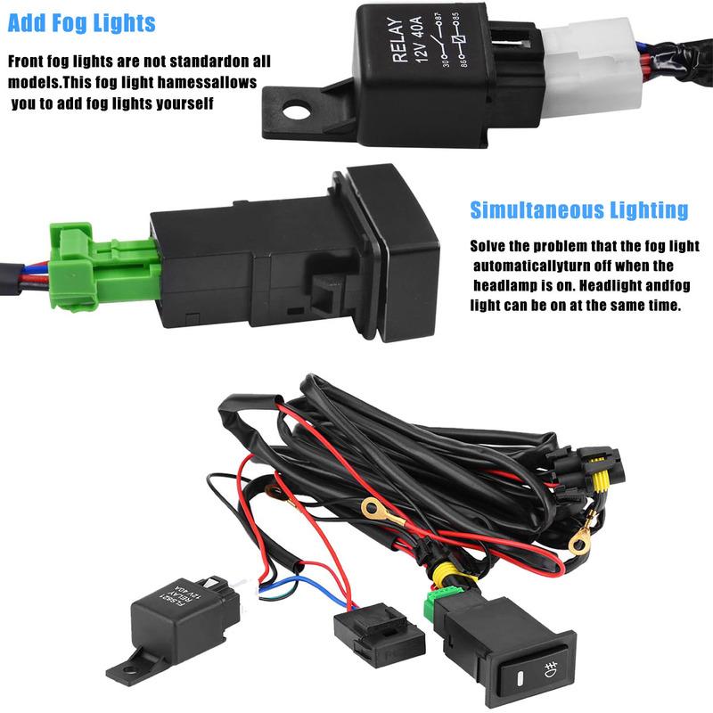 Комплекты Wiring Harness Socket Wire Connector с реле 40А и переключателем ВКЛ/ВЫКЛ H10 H12 HB3 HB4 для противотуманных фар, подходят для светодиодных рабочих фар