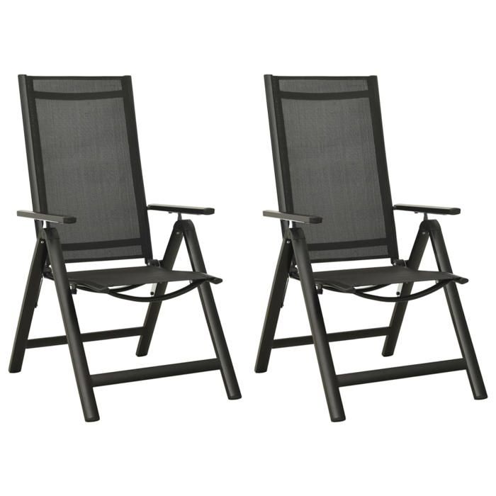 Maison Exclusive - Chaises pliantes 2 pièces en textilène et aluminium noir