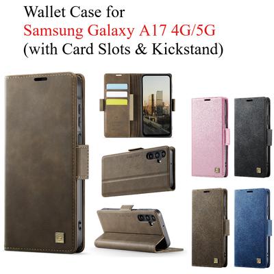 Чехол-кошелек для Samsung Galaxy A17 4G/5G с отделениями для карт и подставкой, кожаный чехол с защитой 360°