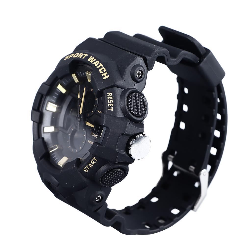 Мужские аналоговые спортивные часы с цифровой светодиодной подсветкой, водонепроницаемые, формат 12/24 часа, будильник, секундомер
