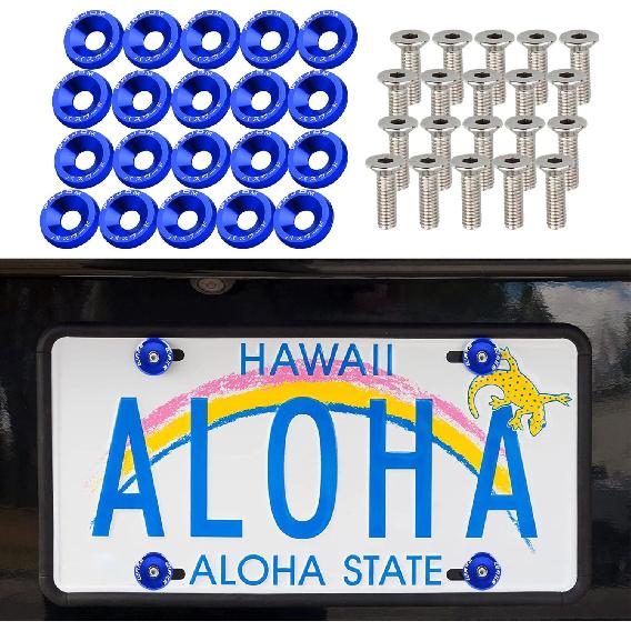 20 шт. Болт-шайба для крыла и бампера, Алюминиевая шайба для крыла, Комплект для украшения моторного отсека, Крепеж M6, Комплект шайб для крыла JDM, Подходит для болта-шайбы бампера,