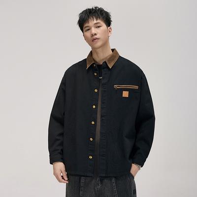 Высококачественная американская ретро куртка-рубашка Carhartt для охоты мужская осенняя с контрастной цветовой отделкой, сшитая из разных цветов, с отложным воротником, рабочая куртка