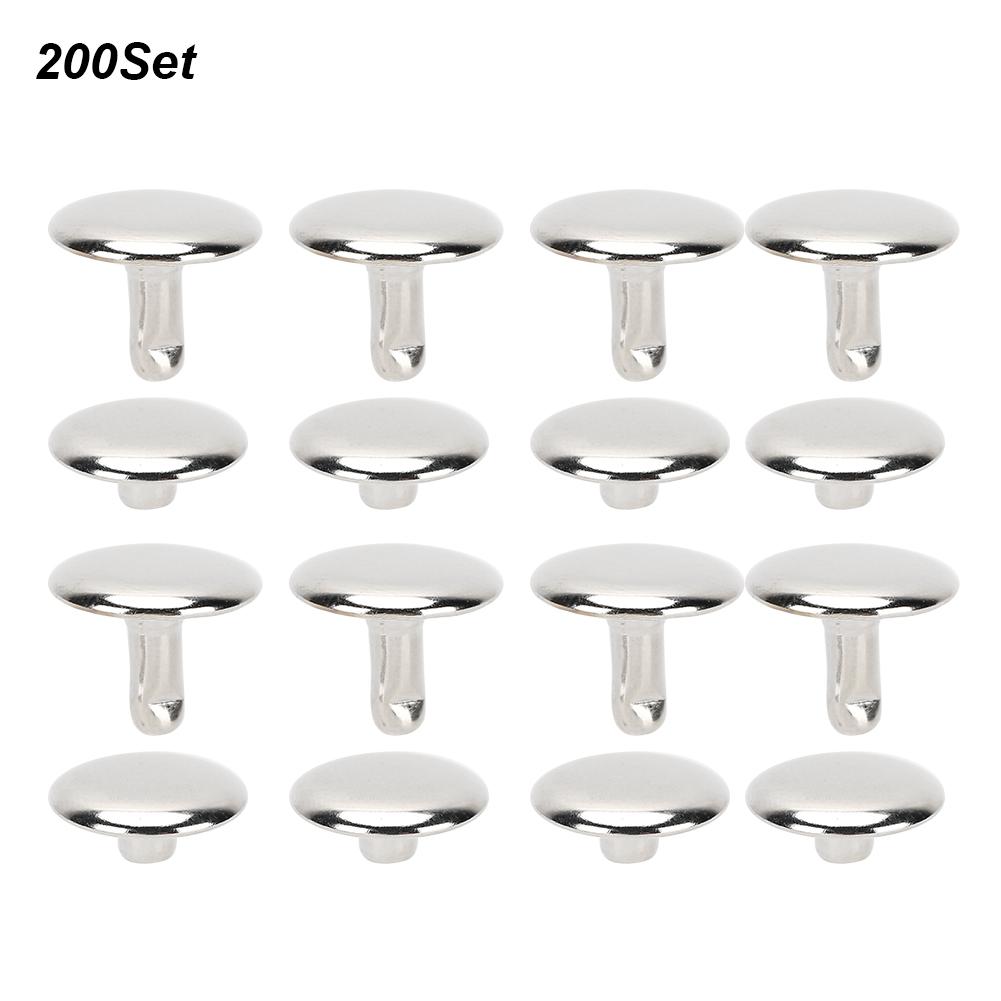 200 Sets Double Cap Rivet Round Stud Nail Iron Jeans Button Leather Shoes Bags Clothes
