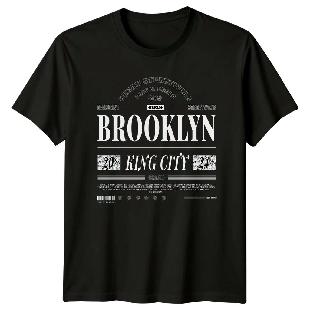 Vintage Distressed Brooklyn King City T-Shirt Urban Streetwear Casual Gift