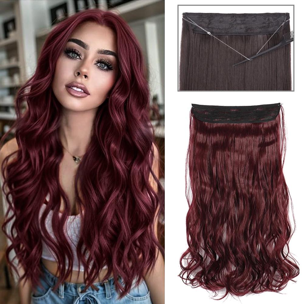 XINRAN Длинные волнистые волосы синтетические невидимые накладные волосы натуральные скрытые секретные накладные волосы для женщин ежедневное использование