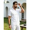 New European-style Men's Solid-color Polo Shirt with Half-zippered Front for Business Casual Short-sleeved T-shirt