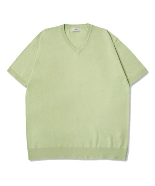 UNLC Cool Summer Washable Cotton V-Neck Knit (Neo Mint)