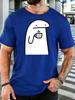 Unisex Crew Neck Tee Funny Cartoon Flork With Coffee Cup Print Short Sleeve Top Summer Outdoor Loose Soft Casual Basic Daily Wear