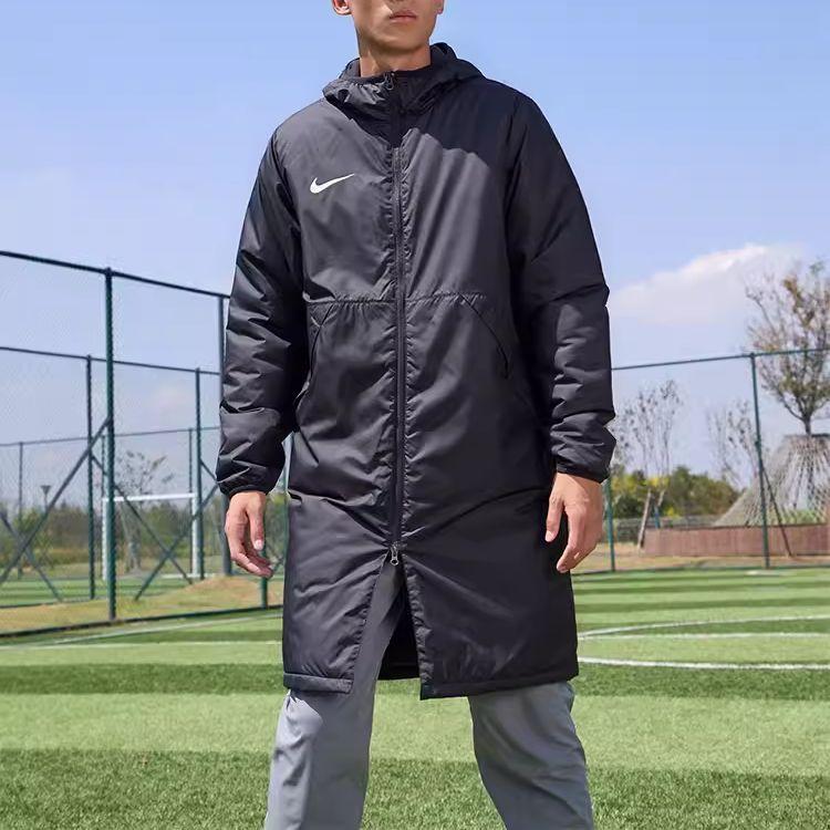 Nike Однотонная теплая хлопковая куртка средней длины с капюшоном, мужская верхняя одежда, темно-синяя CW6767-451