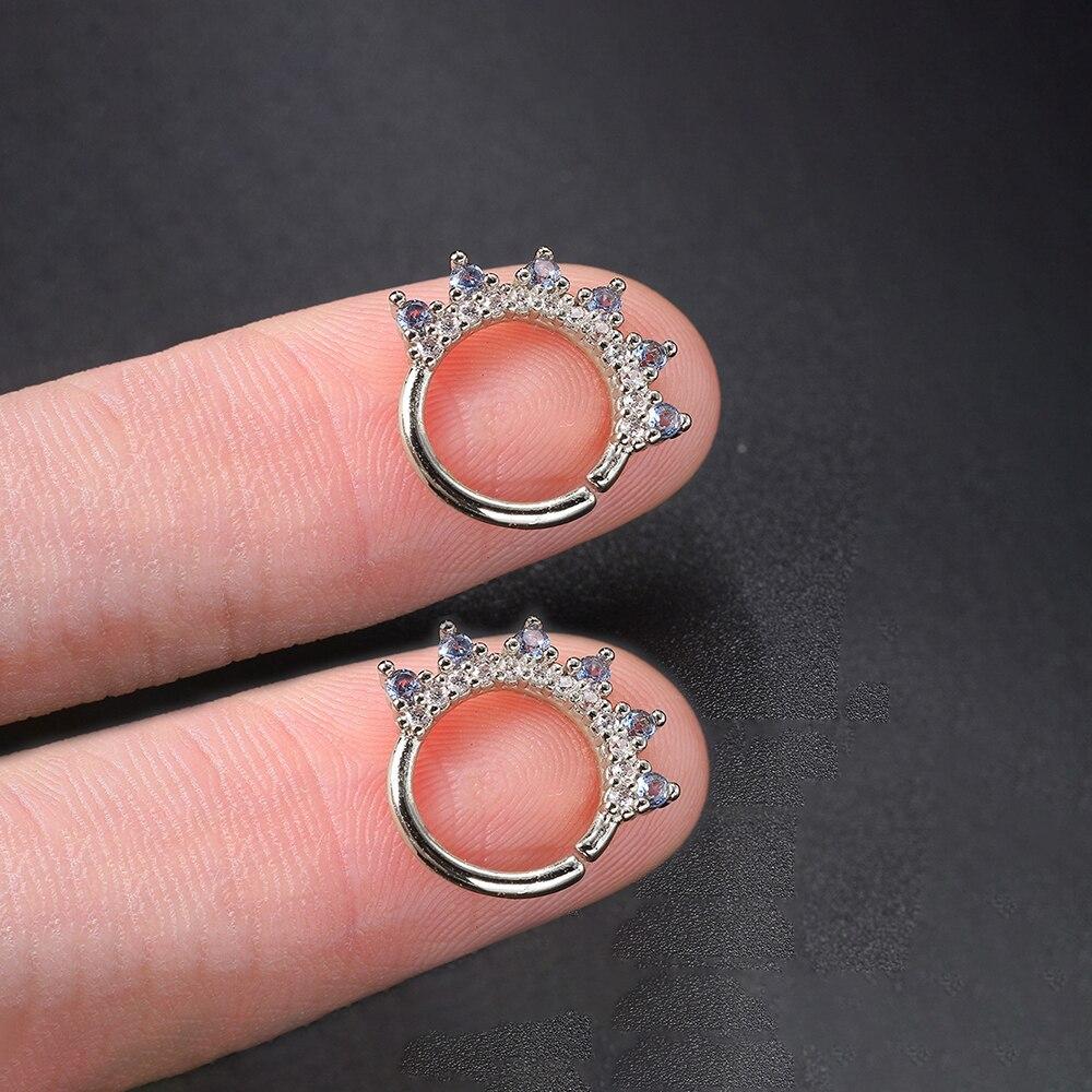 2 шт., минимальные серьги из нержавеющей стали с цирконом, женские и мужские спиральные серьги для козелка, хряща, раковины Daith, ювелирные изделия для пирсинга ушей