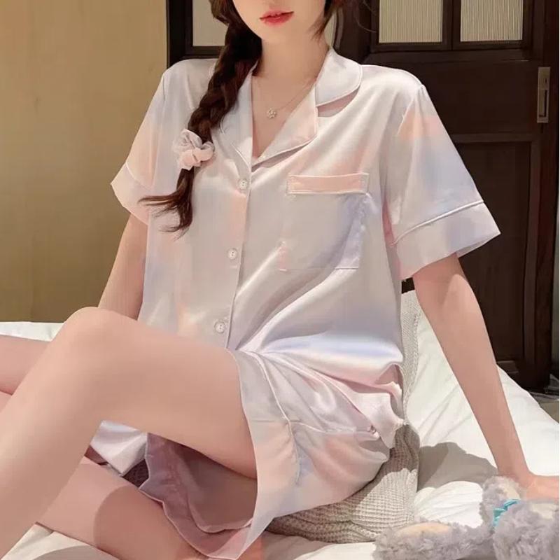 Simple Sweet Aesthetics Print Women's Pajamas Harajuku Colorful Trendy Sleepwear Summer Fashion Homewear