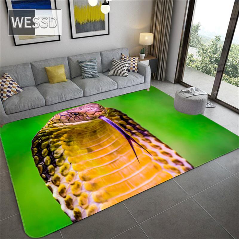 3D змеиный принт для спальни, напольный коврик для гостиной, журнальный столик, черный ковер, животный узор, коврики для столовой, коврик для ванной, входной коврик
