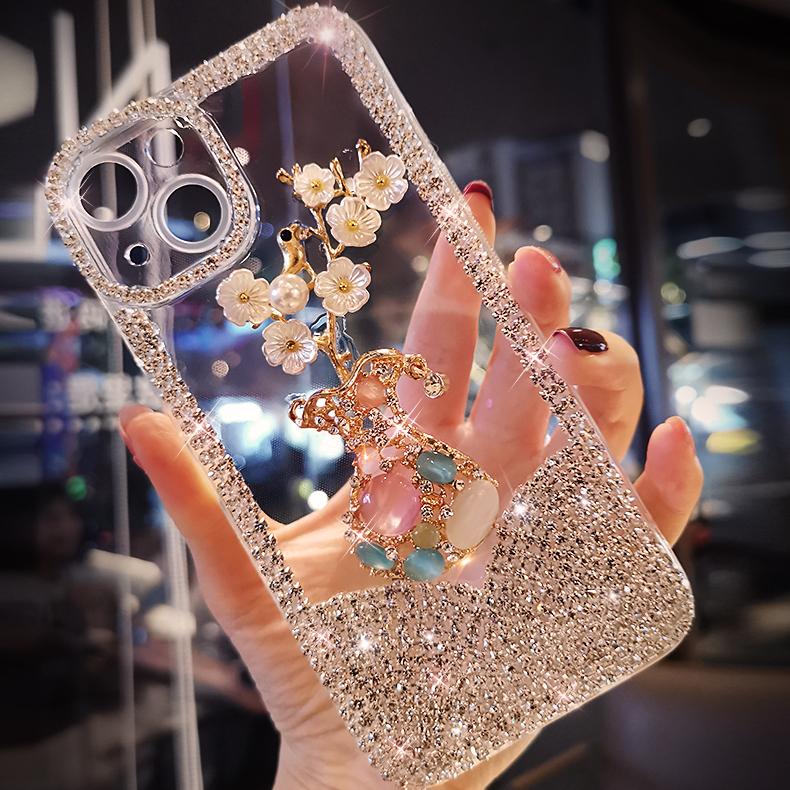 Case For Iphone 15 14 13 12 11 Pro Max Glitter Bling Diamond Cover For Samsung S24 S23 S22 Ultra S20 A34 A14 A34 A54 A13 A33 A53 A52 A15 A25 A35 A55