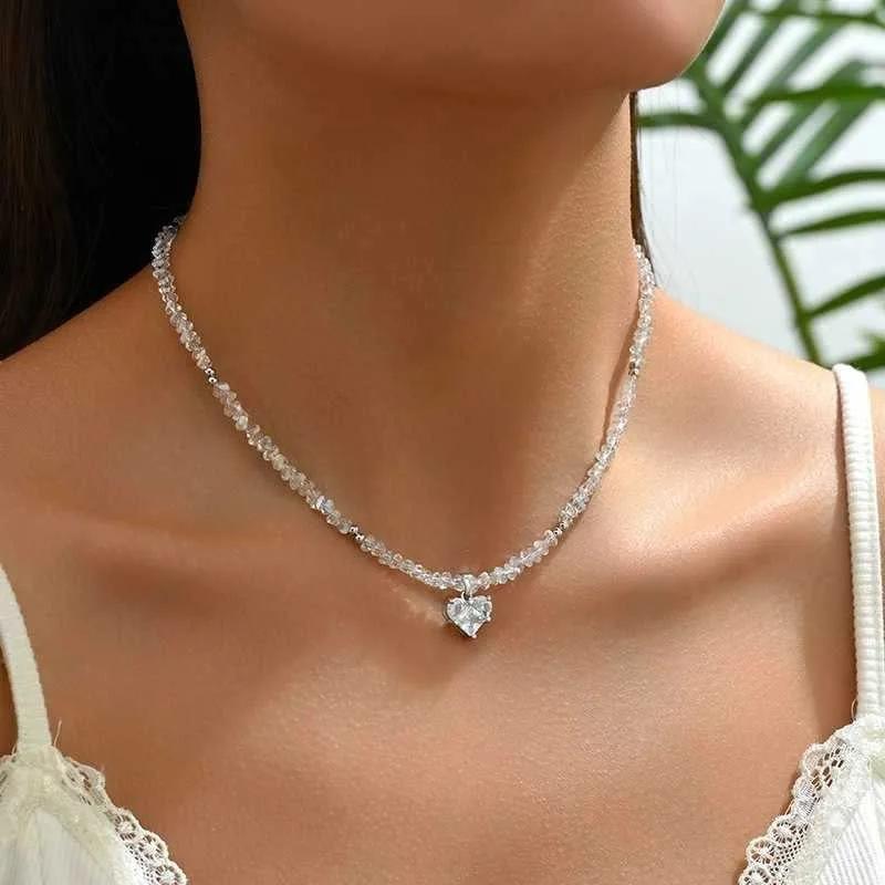 Роскошные серебристые подвески-сердечки с кристаллами для женщин,个性 charm, акриловые бусины, корейские ювелирные аксессуары
