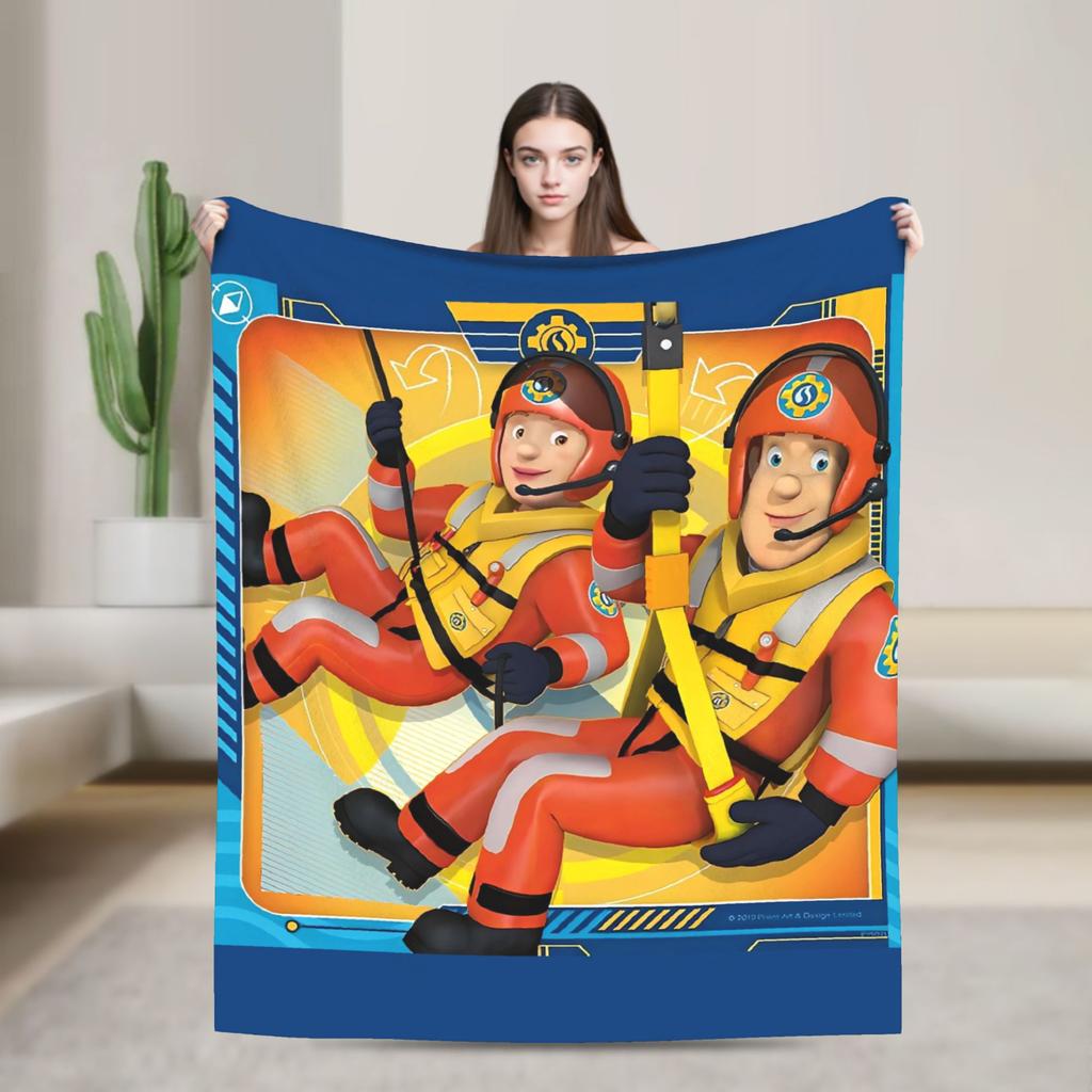 Firemans Sams Flannel Blanket Winter Super Warm Throw Blanket for Girls Boys Outdoor Pattern Bedspread Sofa Bed Cover