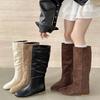 2025 осень и зима новая мода замшевые ботинки модные квадратный носок каблук ботинки-чулки ботинки Мартин высокие ботинки
