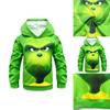 Праздничное худи с узором Гринча, детская толстовка-пуловер для поклонников фильма «Как Гринч украл Рождество»