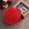 Hand mirror pom-pom keyring (red) car keyring