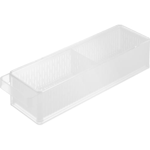 Yamazaki Tower Refrigerator-Suitable Colander Bowl with Lid and Divider, White, Container: W37.5 x D11 x H8.5cm, Dishwasher-Safe, Storage Container, M