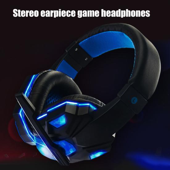 LED Light Soft Ear Muff Adjustable Over-ear PC Notebook Gaming Wired Headset