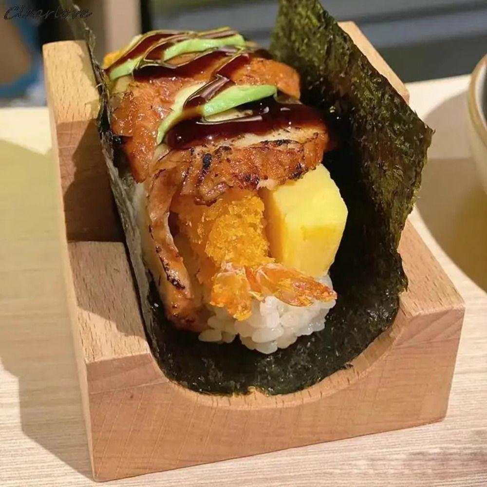 Japanese Style Wooden Sushi Rack 1/2/3/4/5 Slots Sushi Maker Holder Sushi Serving Tray Store