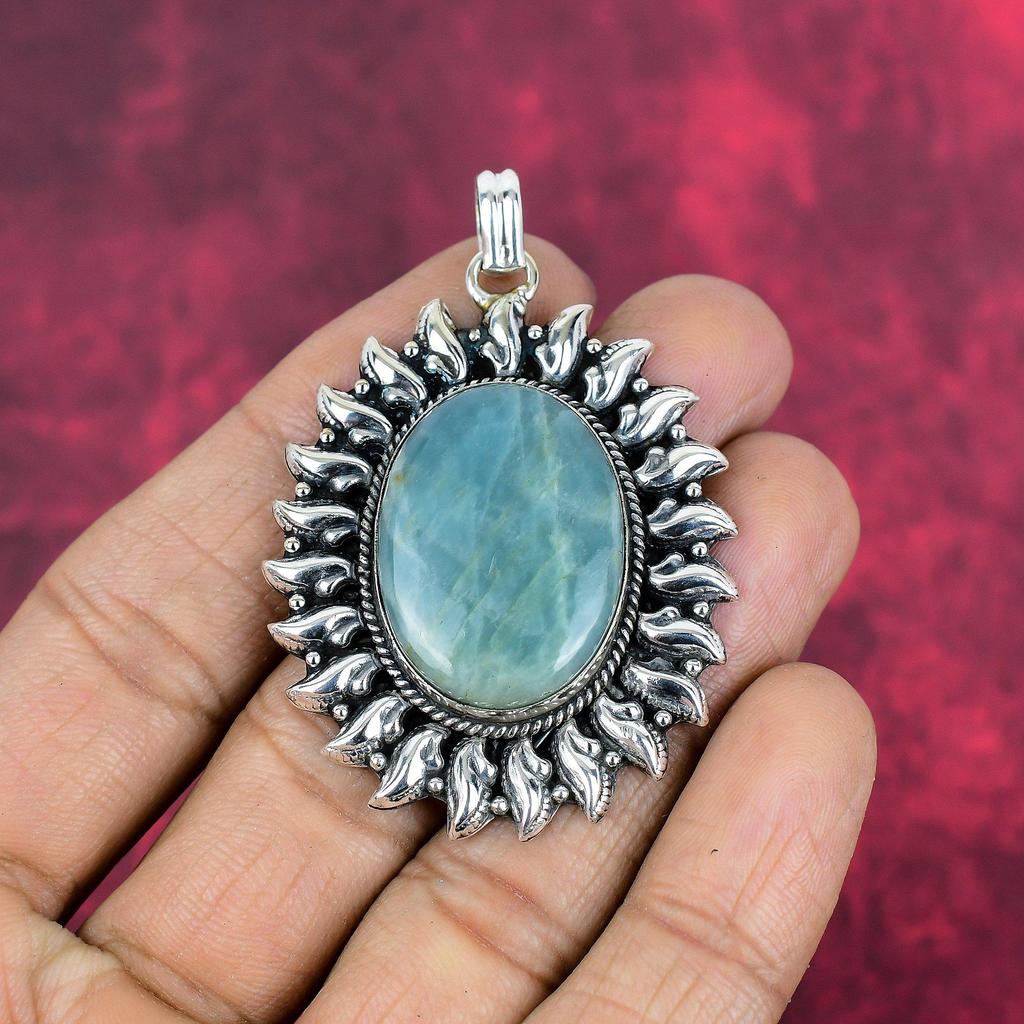 Аквамарин 925 сплошной серебряный кулон, кулон ручной работы с драгоценными камнями, подарки для жены абсолютно новый кулон