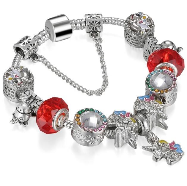 Модные старинные посеребренные браслеты Pa и браслеты с подвесками в виде хрустальных сердец, браслет для женщин, оригинальные ювелирные изделия своими руками, подарок