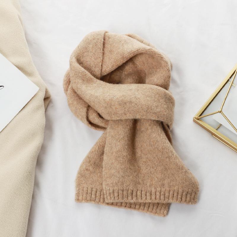 Solid Color Knitted Scarf Women's Autumn and Winter Thickened Warm Scarf Women's Birthday Gift Versatile Couple Scarf