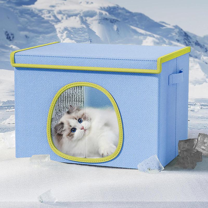 Cooling Outdoor Cat House Waterproof Dog House with 6 Ice Packs Cooling Puppy Cave for Pet Parents Trainers Animal Lovers
