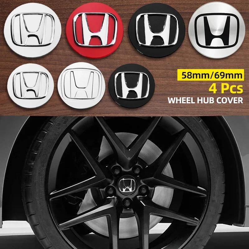 58MM/69MM Car Wheel Center Caps Tyre Rim Hub cap Cover Stickers Badge For Honda Civic Accord CRV Hrv Jazz Auto Accessories