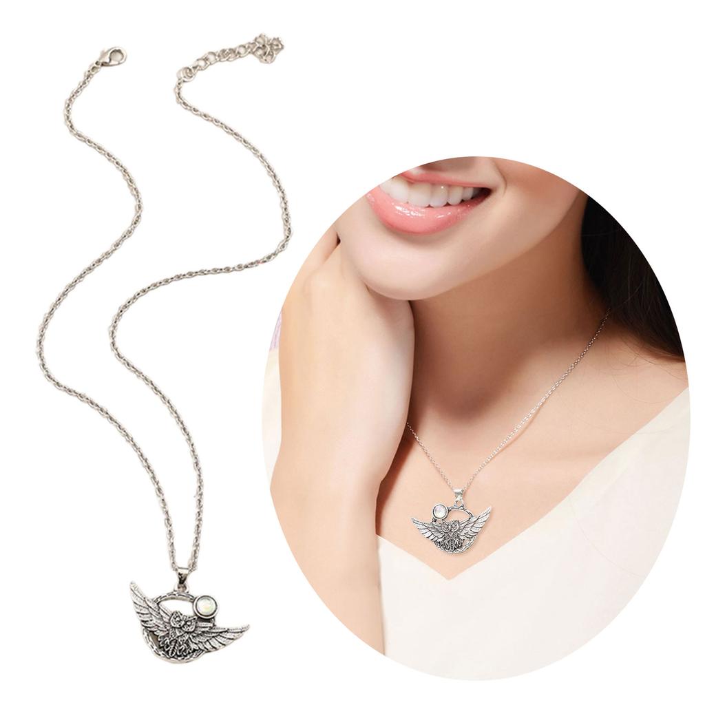 Vintage Owl Pendant Necklace Featuring Intricate Stone Inlay Ornament for Unique Styles and Personalize Expression