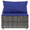 VidaXL Garden Middle Sofa with Gray Wicker Cushions, Sofa, Garden Sofa, Sectional Middle Sofa, 319849