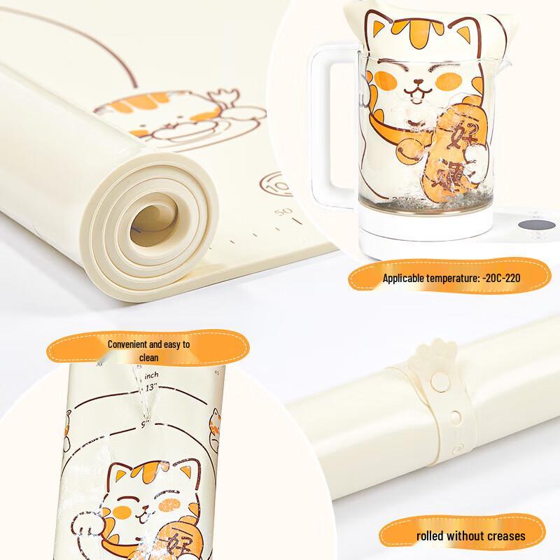 YOUAO Food-Grade Silicone Kneading Mat with Measurements