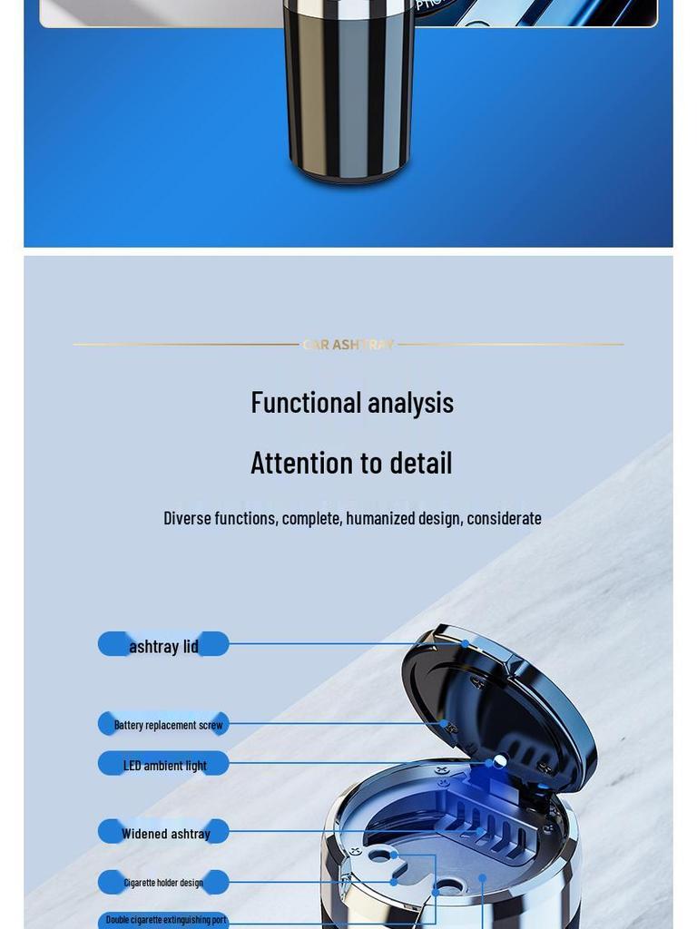 BYD Car Han Multifunctional Hanging LED Ashtray with Lid - Interior Accessory